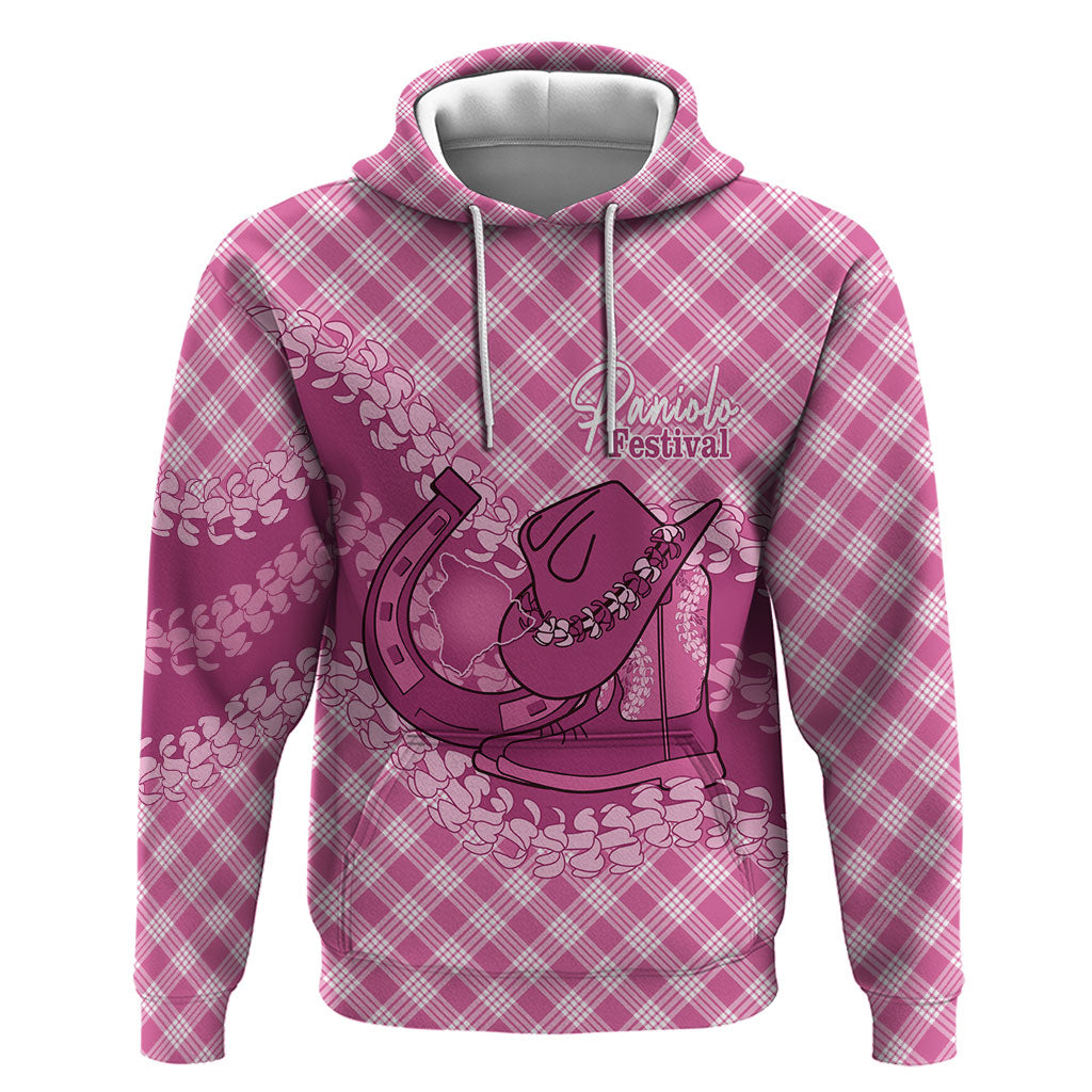 Alaka Hawaii Cowboy Palaka Motifs Personalised Hoodie Paniolo Festival Puakenikeni Lei LT14 Pullover Hoodie Pink - Polynesian Pride