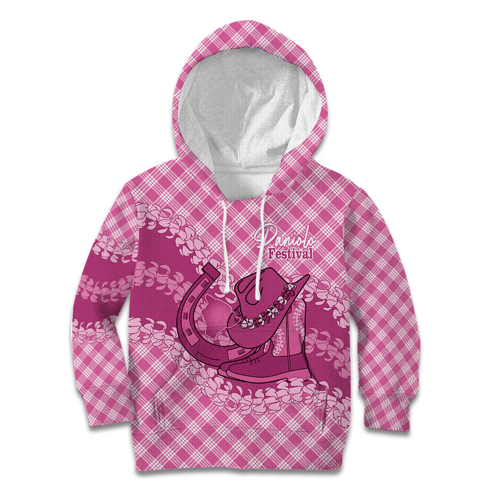 Alaka Hawaii Cowboy Palaka Motifs Personalised Kid Hoodie Paniolo Festival Puakenikeni Lei LT14 Hoodie Pink - Polynesian Pride