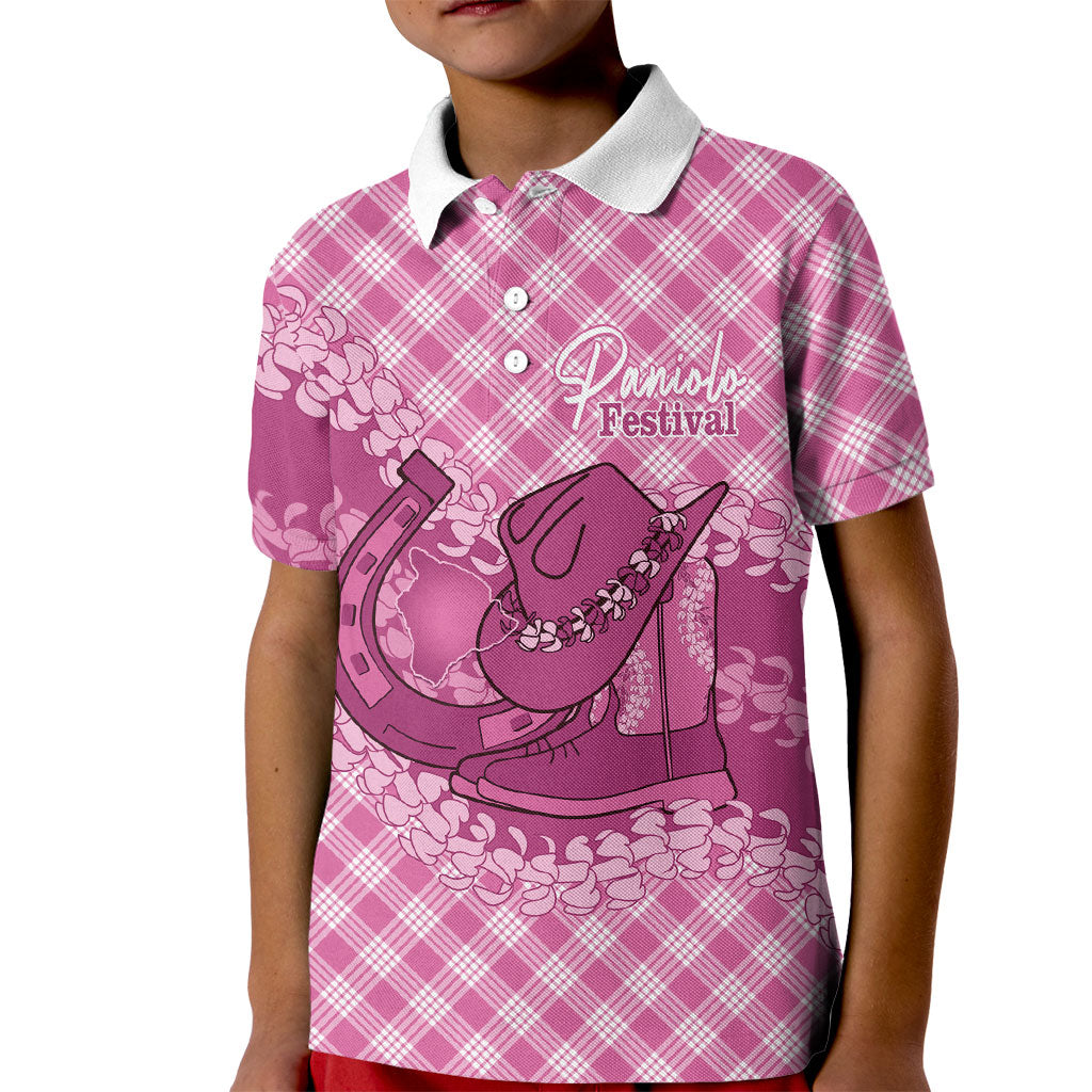 Alaka Hawaii Cowboy Palaka Motifs Personalised Kid Polo Shirt Paniolo Festival Puakenikeni Lei LT14 Kid Pink - Polynesian Pride