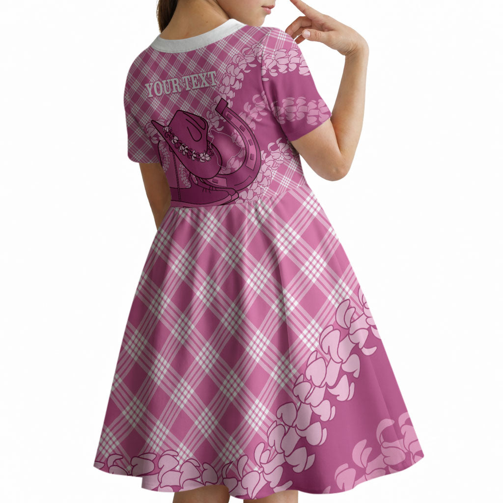 Alaka Hawaii Cowboy Palaka Motifs Personalised Kid Short Sleeve Dress Paniolo Festival Puakenikeni Lei LT14 - Polynesian Pride