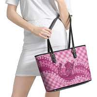 Alaka Hawaii Cowboy Palaka Motifs Personalised Leather Tote Bag Paniolo Festival Puakenikeni Lei LT14 - Polynesian Pride