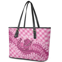 Alaka Hawaii Cowboy Palaka Motifs Personalised Leather Tote Bag Paniolo Festival Puakenikeni Lei LT14 - Polynesian Pride