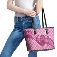 Alaka Hawaii Cowboy Palaka Motifs Personalised Leather Tote Bag Paniolo Festival Puakenikeni Lei LT14 - Polynesian Pride