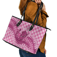 Alaka Hawaii Cowboy Palaka Motifs Personalised Leather Tote Bag Paniolo Festival Puakenikeni Lei LT14 - Polynesian Pride