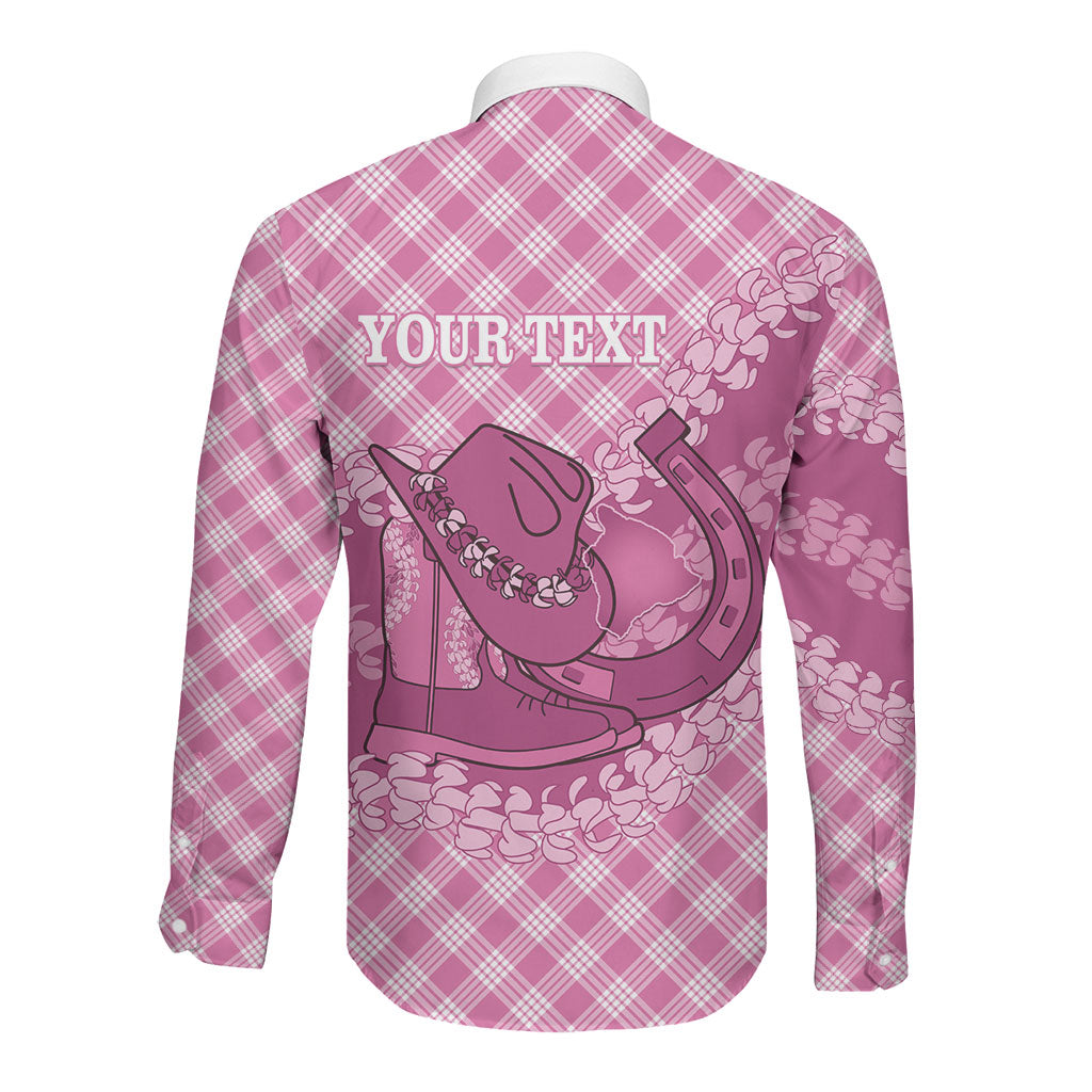 Alaka Hawaii Cowboy Palaka Motifs Personalised Long Sleeve Button Shirt Paniolo Festival Puakenikeni Lei LT14 - Polynesian Pride
