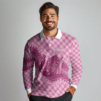 Alaka Hawaii Cowboy Palaka Motifs Personalised Long Sleeve Polo Shirt Paniolo Festival Puakenikeni Lei LT14 - Polynesian Pride