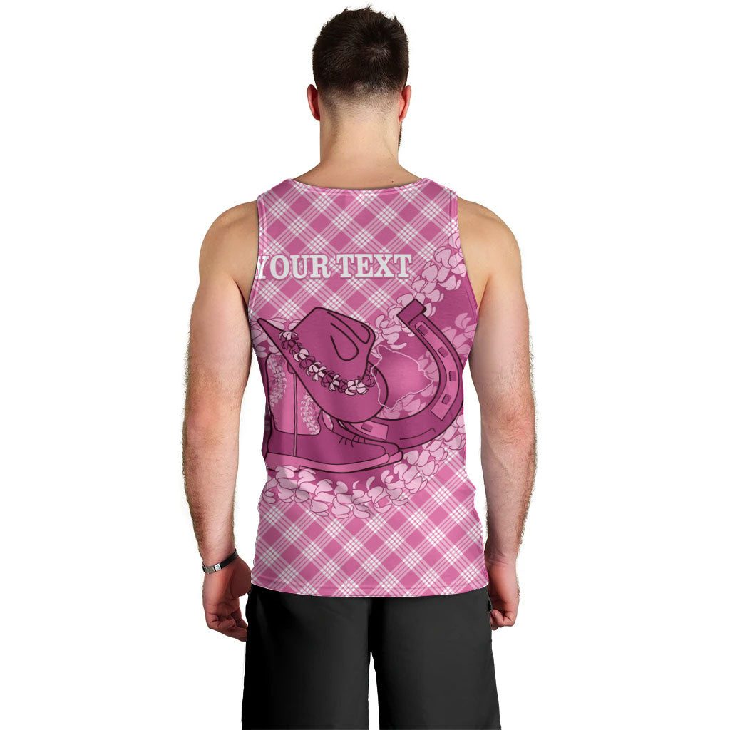 Alaka Hawaii Cowboy Palaka Motifs Personalised Men Tank Top Paniolo Festival Puakenikeni Lei LT14 - Polynesian Pride