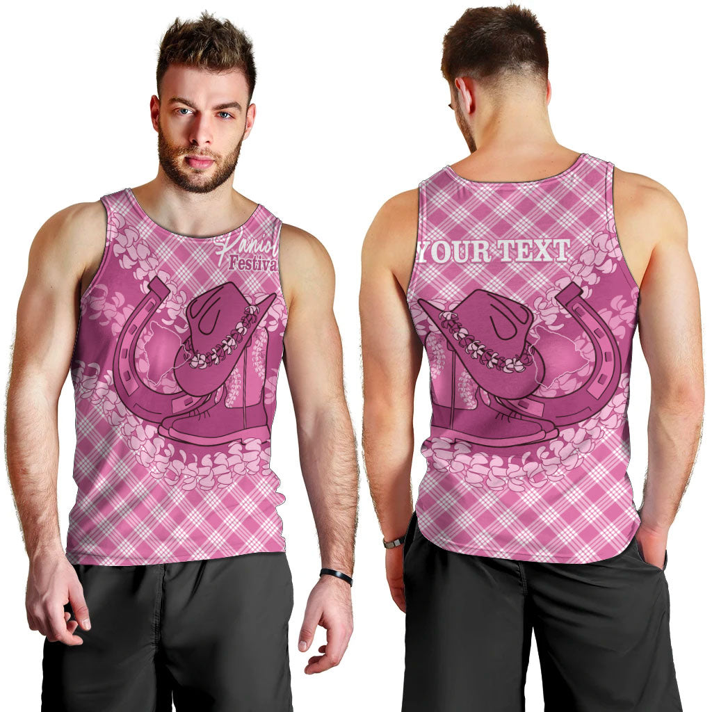 Alaka Hawaii Cowboy Palaka Motifs Personalised Men Tank Top Paniolo Festival Puakenikeni Lei LT14 - Polynesian Pride