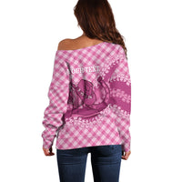 Alaka Hawaii Cowboy Palaka Motifs Personalised Off Shoulder Sweater Paniolo Festival Puakenikeni Lei LT14 - Polynesian Pride