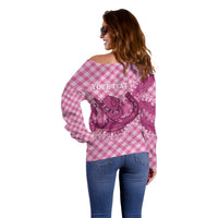 Alaka Hawaii Cowboy Palaka Motifs Personalised Off Shoulder Sweater Paniolo Festival Puakenikeni Lei LT14 - Polynesian Pride