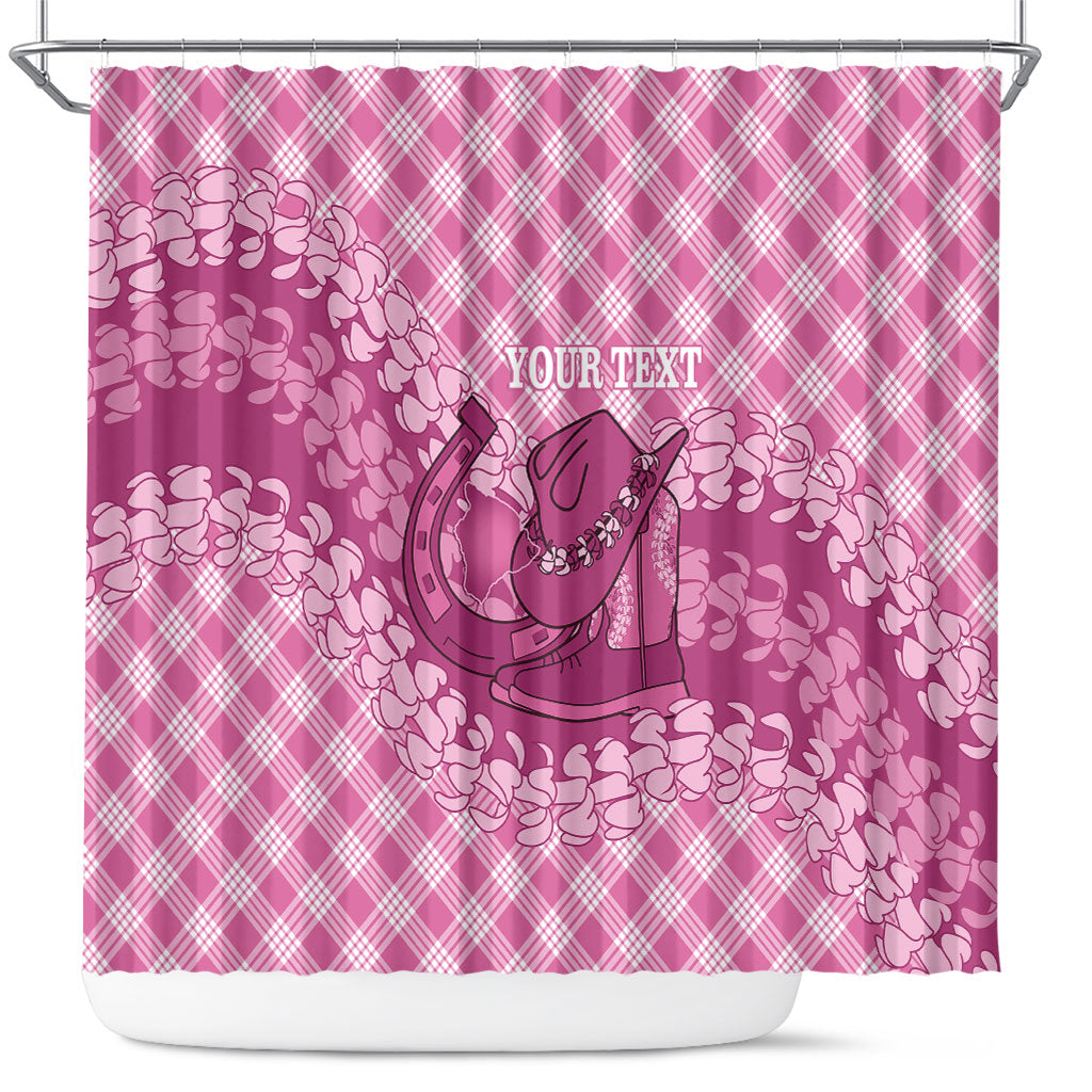 Alaka Hawaii Cowboy Palaka Motifs Personalised Shower Curtain Paniolo Festival Puakenikeni Lei LT14 Pink - Polynesian Pride