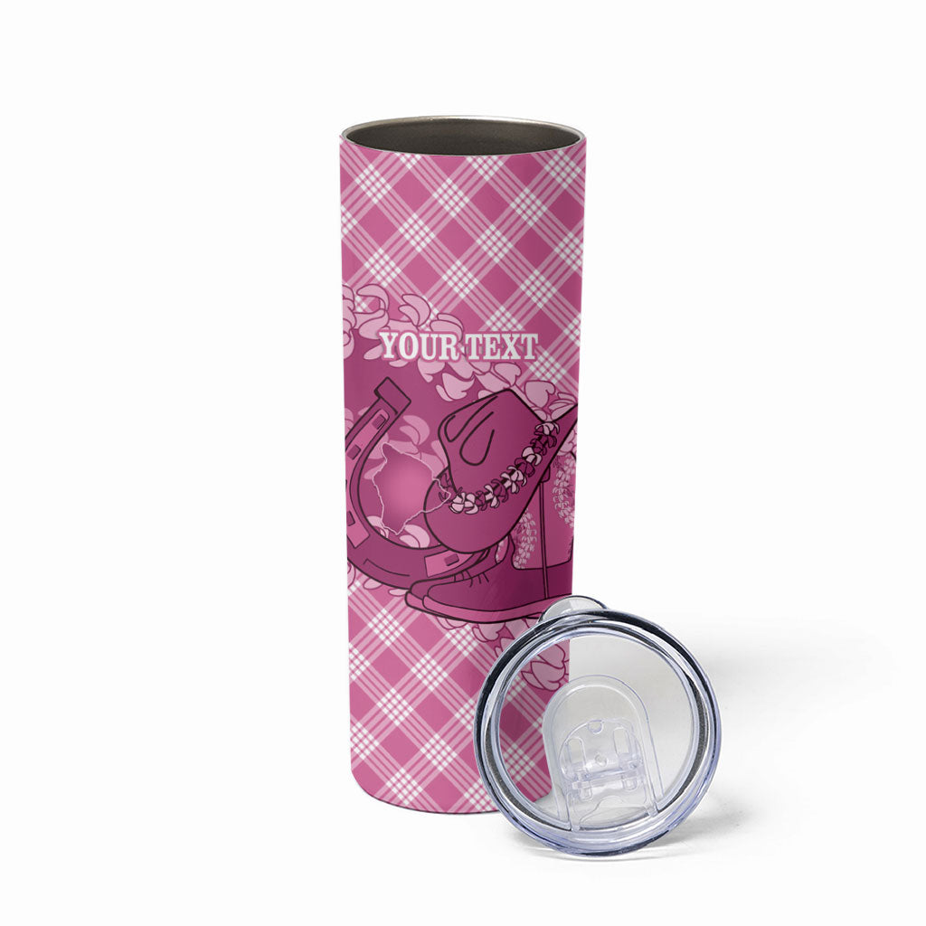 Alaka Hawaii Cowboy Palaka Motifs Personalised Skinny Tumbler Paniolo Festival Puakenikeni Lei LT14 - Polynesian Pride