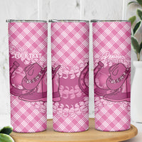Alaka Hawaii Cowboy Palaka Motifs Personalised Skinny Tumbler Paniolo Festival Puakenikeni Lei LT14 - Polynesian Pride