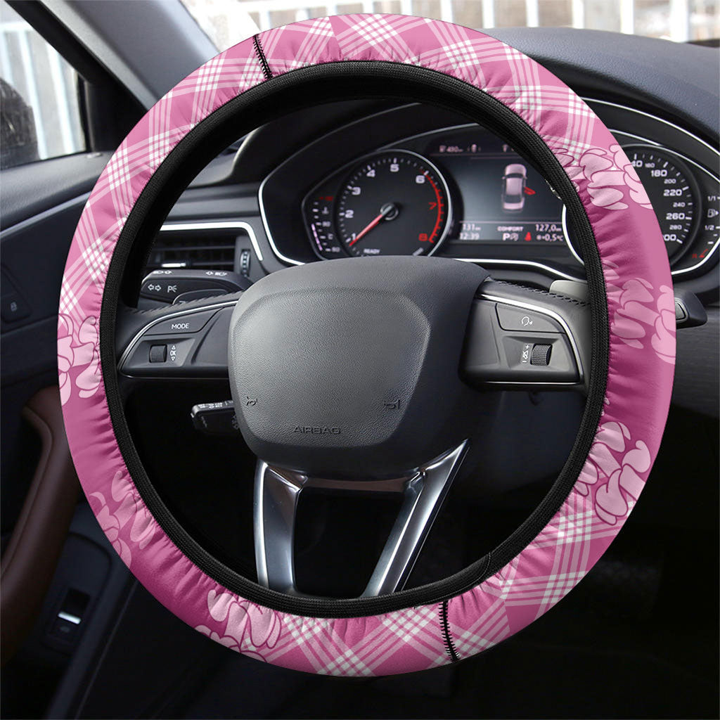 Alaka Hawaii Cowboy Palaka Motifs Steering Wheel Cover Paniolo Festival Puakenikeni Lei LT14 - Polynesian Pride