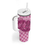 Alaka Hawaii Cowboy Palaka Motifs Personalised Tumbler With Handle Paniolo Festival Puakenikeni Lei LT14 - Polynesian Pride
