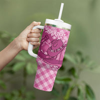 Alaka Hawaii Cowboy Palaka Motifs Personalised Tumbler With Handle Paniolo Festival Puakenikeni Lei LT14 - Polynesian Pride
