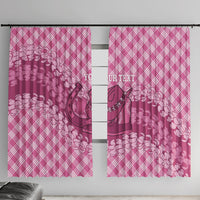 Alaka Hawaii Cowboy Palaka Motifs Personalised Window Curtain Paniolo Festival Puakenikeni Lei LT14 With Hooks Pink - Polynesian Pride