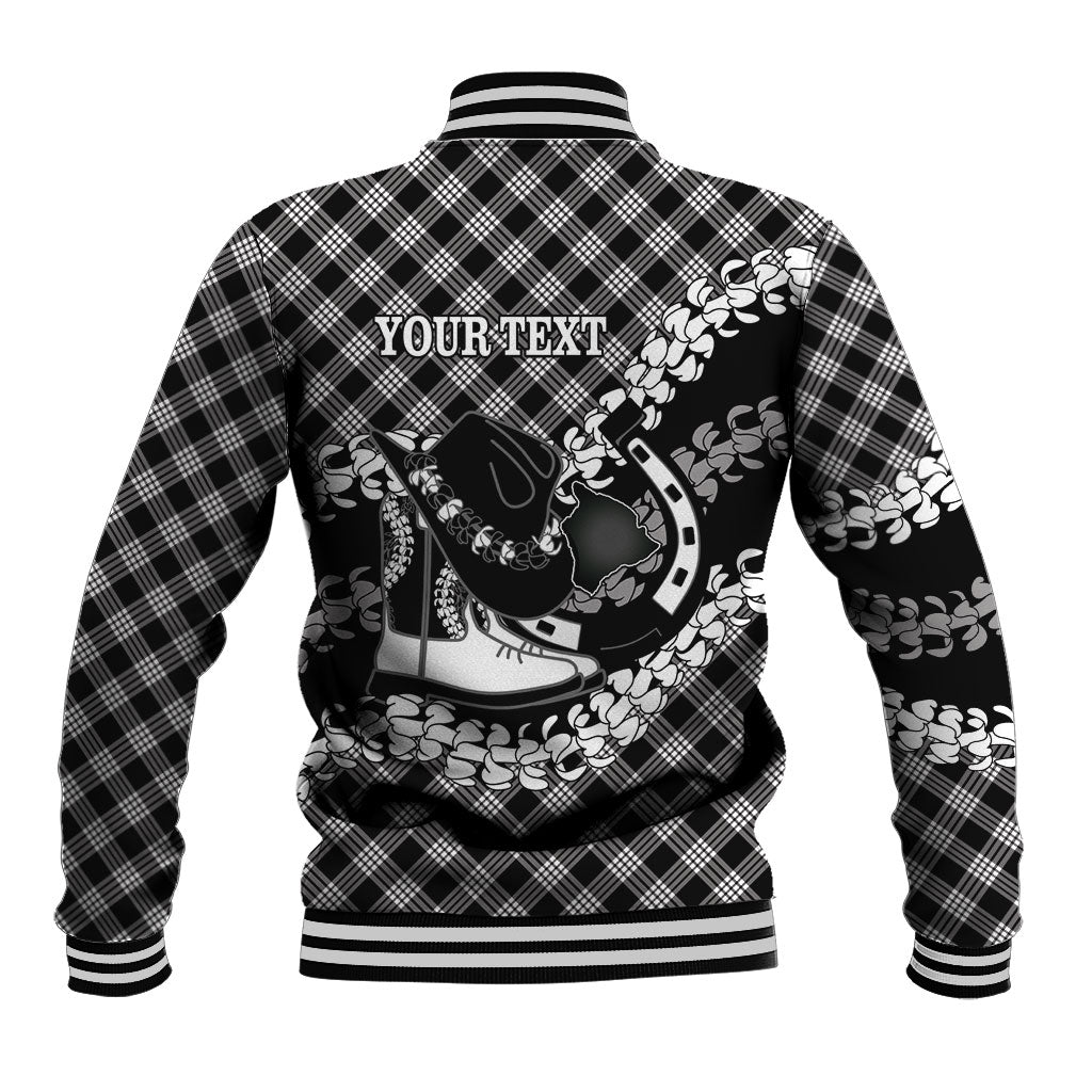 Eleele Hawaii Cowboy Palaka Motifs Personalised Baseball Jacket Paniolo Festival Puakenikeni Lei LT14 - Polynesian Pride