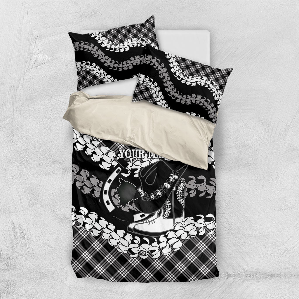 Eleele Hawaii Cowboy Palaka Motifs Personalised Bedding Set Paniolo Festival Puakenikeni Lei LT14 US Twin 172cm x 218cm Black - Polynesian Pride