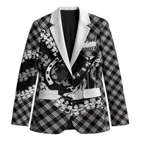 Eleele Hawaii Cowboy Palaka Motifs Personalised Blazer Paniolo Festival Puakenikeni Lei LT14 Unisex Black - Polynesian Pride