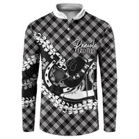 Eleele Hawaii Cowboy Palaka Motifs Personalised Button Sweatshirt Paniolo Festival Puakenikeni Lei LT14 Black - Polynesian Pride