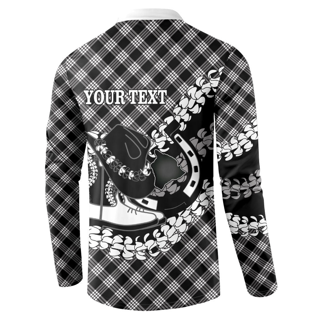 Eleele Hawaii Cowboy Palaka Motifs Personalised Button Sweatshirt Paniolo Festival Puakenikeni Lei LT14 - Polynesian Pride