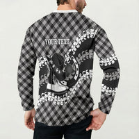 Eleele Hawaii Cowboy Palaka Motifs Personalised Button Sweatshirt Paniolo Festival Puakenikeni Lei LT14 - Polynesian Pride