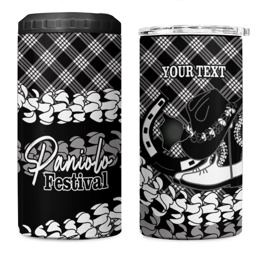 Eleele Hawaii Cowboy Palaka Motifs Personalised 4 in 1 Can Cooler Tumbler Paniolo Festival Puakenikeni Lei LT14 One Size: 16 oz Black - Polynesian Pride