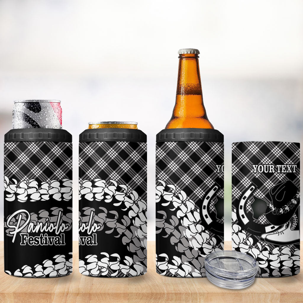 Eleele Hawaii Cowboy Palaka Motifs Personalised 4 in 1 Can Cooler Tumbler Paniolo Festival Puakenikeni Lei LT14 - Polynesian Pride