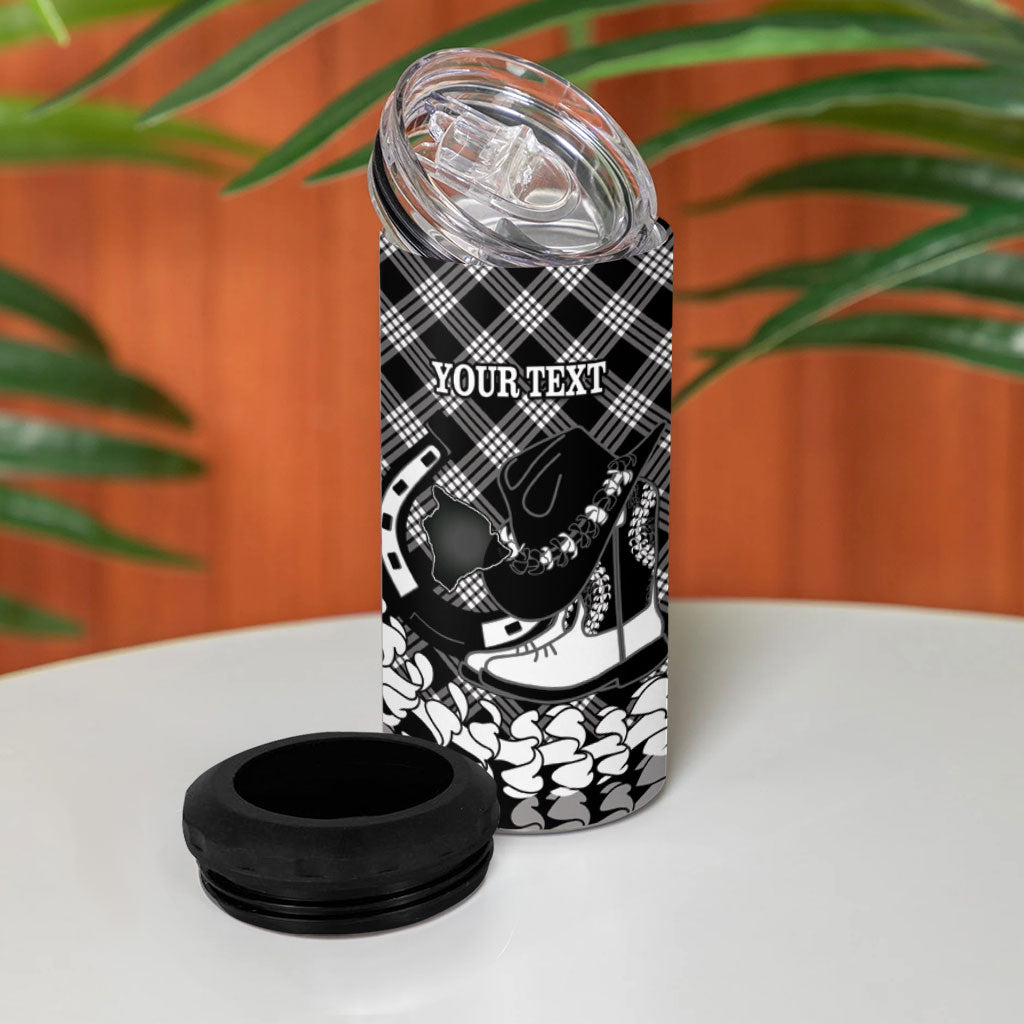 Eleele Hawaii Cowboy Palaka Motifs Personalised 4 in 1 Can Cooler Tumbler Paniolo Festival Puakenikeni Lei LT14 - Polynesian Pride