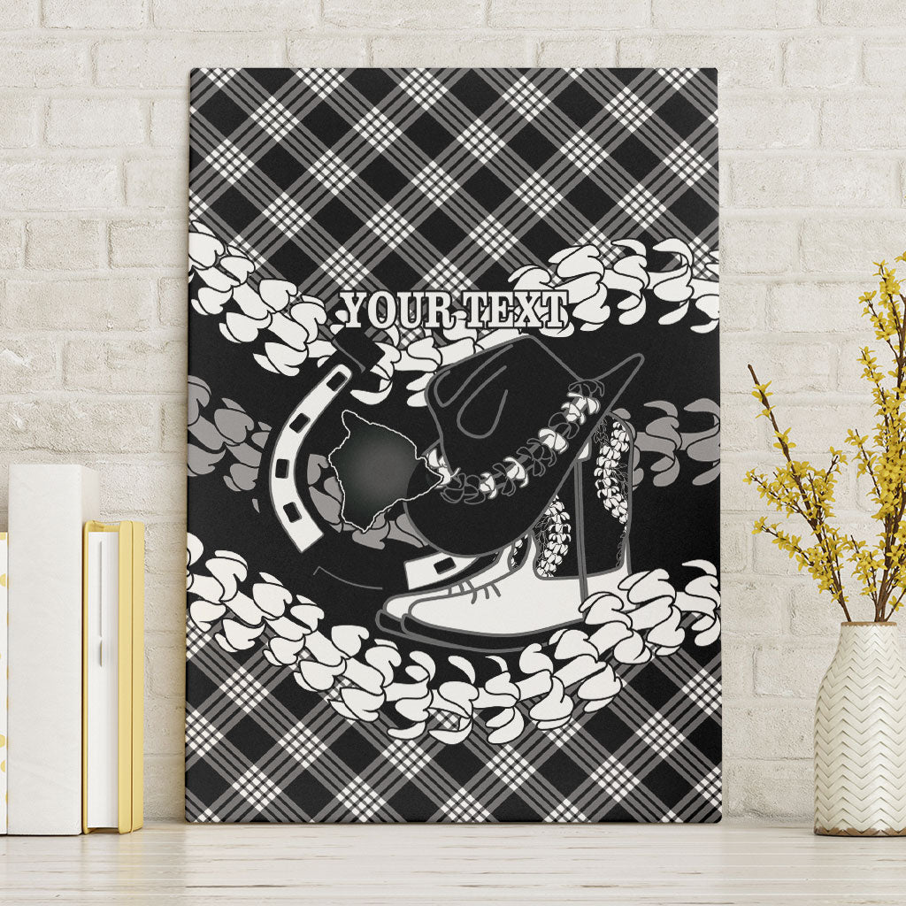 Eleele Hawaii Cowboy Palaka Motifs Personalised Canvas Wall Art Paniolo Festival Puakenikeni Lei LT14 Without Frame Black - Polynesian Pride