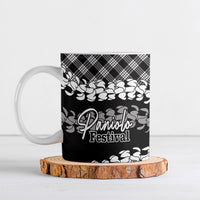 Eleele Hawaii Cowboy Palaka Motifs Personalised Ceramic Mug Paniolo Festival Puakenikeni Lei LT14 Black - Polynesian Pride