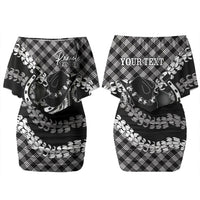 Eleele Hawaii Cowboy Palaka Motifs Personalised Couples Matching Off Shoulder Short Dress and Long Sleeve Button Shirt Paniolo Festival Puakenikeni Lei LT14 - Polynesian Pride