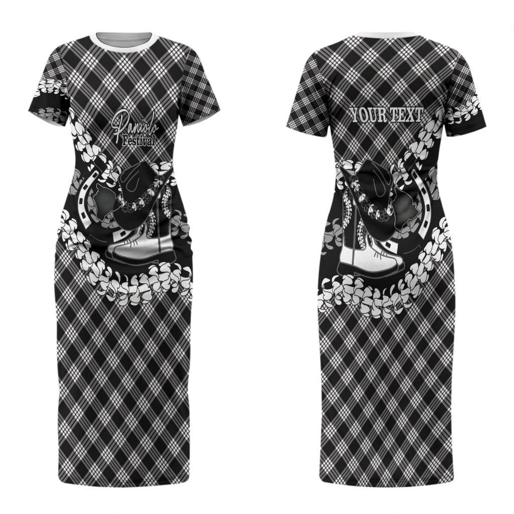 Eleele Hawaii Cowboy Palaka Motifs Personalised Couples Matching Short Sleeve Bodycon Dress and Hawaiian Shirt Paniolo Festival Puakenikeni Lei LT14 - Polynesian Pride
