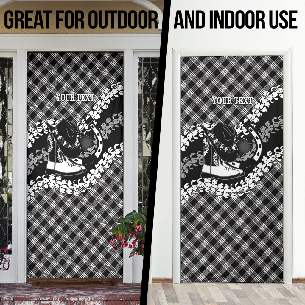 Eleele Hawaii Cowboy Palaka Motifs Personalised Door Cover Paniolo Festival Puakenikeni Lei LT14 - Polynesian Pride