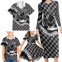 Eleele Hawaii Cowboy Palaka Motifs Personalised Family Matching Long Sleeve Bodycon Dress and Hawaiian Shirt Paniolo Festival Puakenikeni Lei LT14 - Polynesian Pride