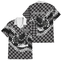Eleele Hawaii Cowboy Palaka Motifs Personalised Family Matching Off Shoulder Short Dress and Hawaiian Shirt Paniolo Festival Puakenikeni Lei LT14 Dad's Shirt - Short Sleeve Black - Polynesian Pride