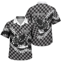Eleele Hawaii Cowboy Palaka Motifs Personalised Family Matching Off Shoulder Short Dress and Hawaiian Shirt Paniolo Festival Puakenikeni Lei LT14 Son's Shirt Black - Polynesian Pride