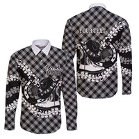 Eleele Hawaii Cowboy Palaka Motifs Personalised Family Matching Puletasi and Hawaiian Shirt Paniolo Festival Puakenikeni Lei LT14 Dad's Shirt - Long Sleeve Black - Polynesian Pride