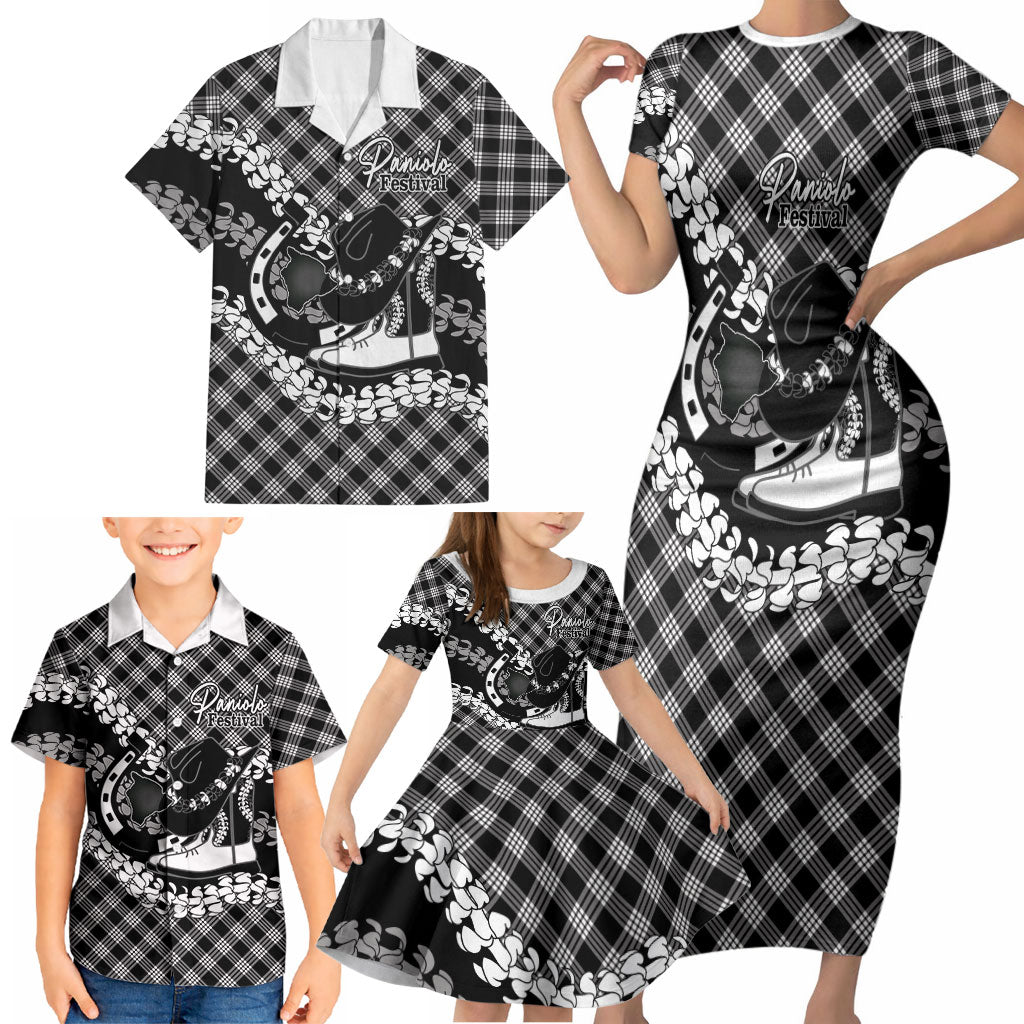 Eleele Hawaii Cowboy Palaka Motifs Personalised Family Matching Short Sleeve Bodycon Dress and Hawaiian Shirt Paniolo Festival Puakenikeni Lei LT14 - Polynesian Pride