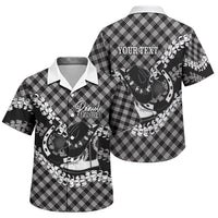 Eleele Hawaii Cowboy Palaka Motifs Personalised Family Matching Short Sleeve Bodycon Dress and Hawaiian Shirt Paniolo Festival Puakenikeni Lei LT14 Son's Shirt Black - Polynesian Pride
