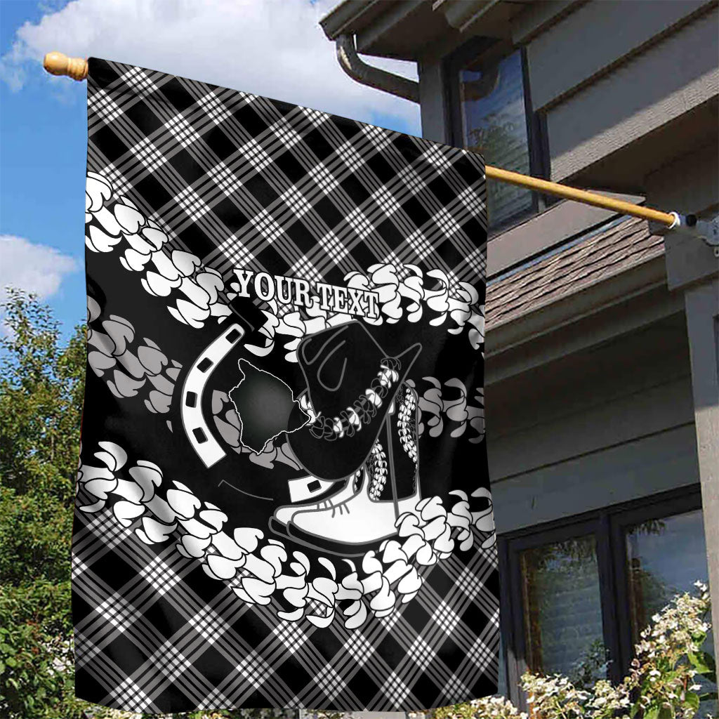 Eleele Hawaii Cowboy Palaka Motifs Personalised Garden Flag Paniolo Festival Puakenikeni Lei LT14 - Polynesian Pride