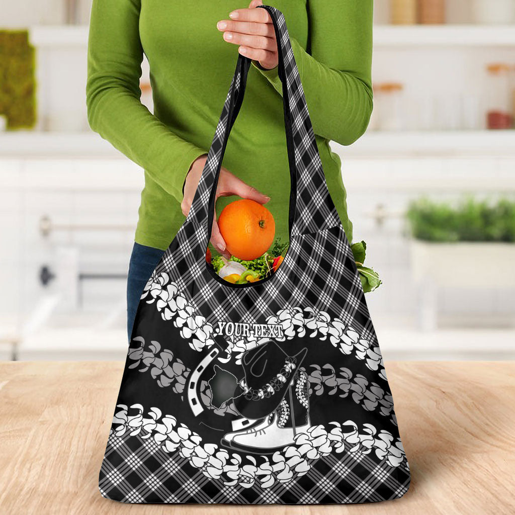 Eleele Hawaii Cowboy Palaka Motifs Personalised Grocery Bag Paniolo Festival Puakenikeni Lei LT14 - Polynesian Pride