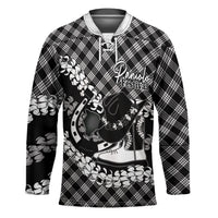 Eleele Hawaii Cowboy Palaka Motifs Personalised Hockey Jersey Paniolo Festival Puakenikeni Lei LT14 Unisex Black - Polynesian Pride