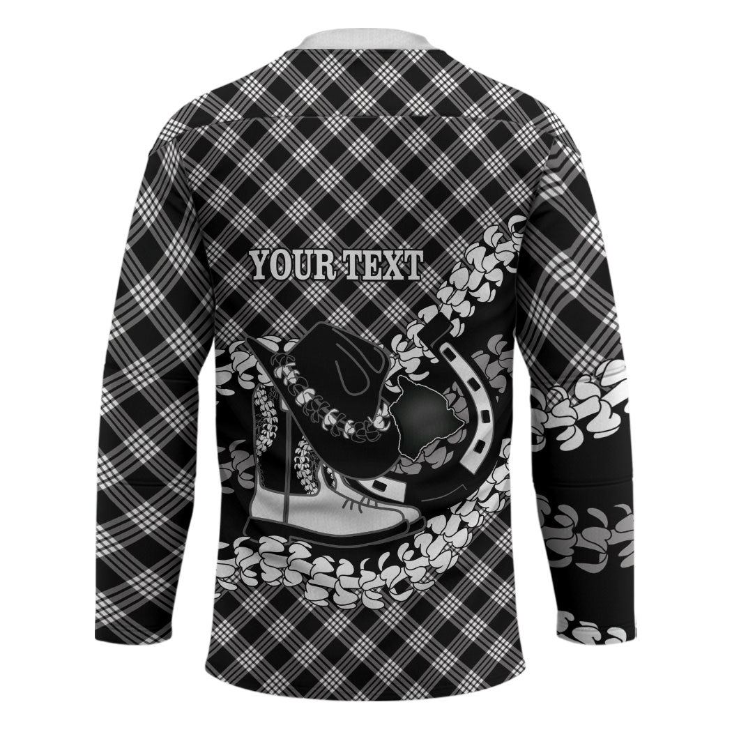 Eleele Hawaii Cowboy Palaka Motifs Personalised Hockey Jersey Paniolo Festival Puakenikeni Lei LT14 - Polynesian Pride
