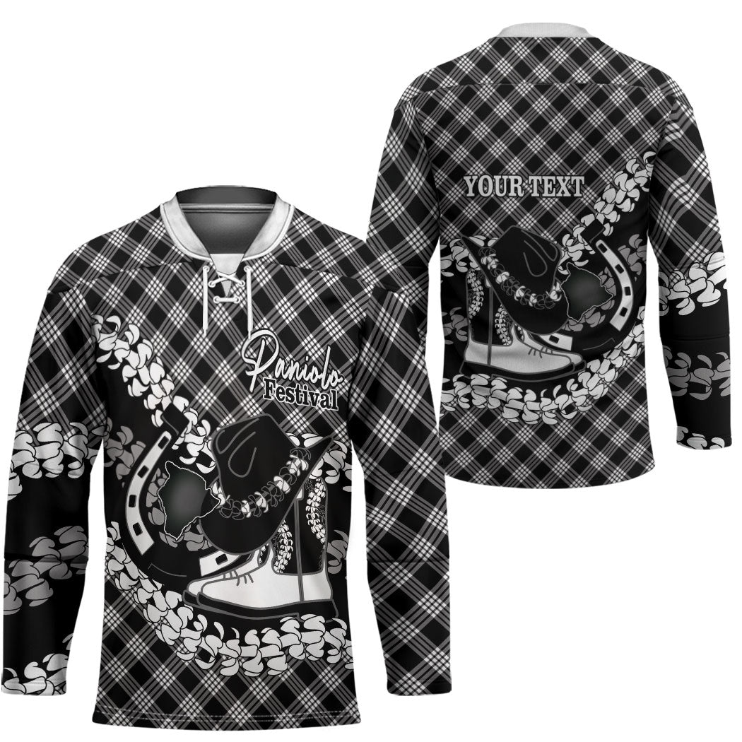 Eleele Hawaii Cowboy Palaka Motifs Personalised Hockey Jersey Paniolo Festival Puakenikeni Lei LT14 - Polynesian Pride