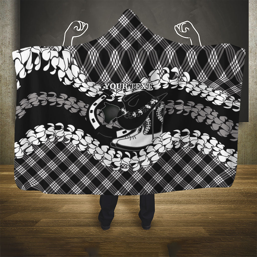 Eleele Hawaii Cowboy Palaka Motifs Personalised Hooded Blanket Paniolo Festival Puakenikeni Lei LT14 - Polynesian Pride