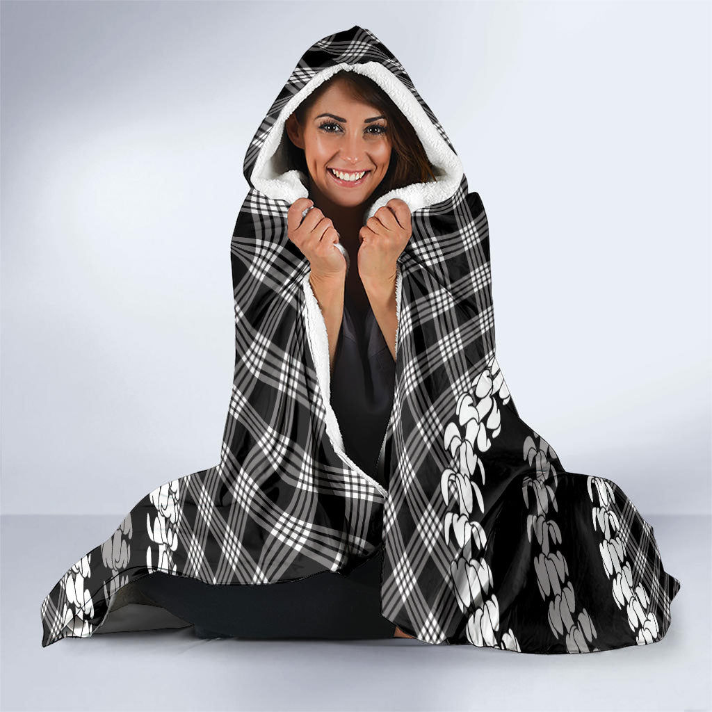 Eleele Hawaii Cowboy Palaka Motifs Personalised Hooded Blanket Paniolo Festival Puakenikeni Lei LT14 - Polynesian Pride