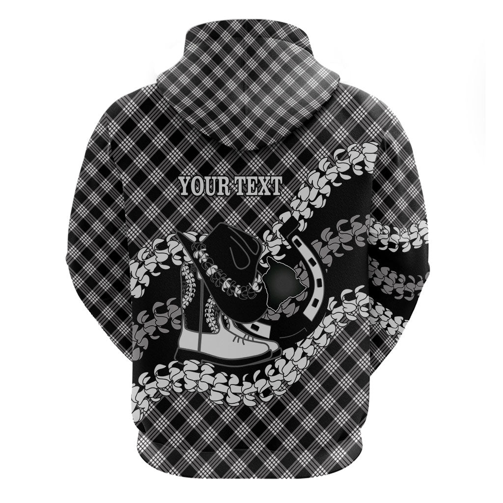 Eleele Hawaii Cowboy Palaka Motifs Personalised Hoodie Paniolo Festival Puakenikeni Lei LT14 - Polynesian Pride