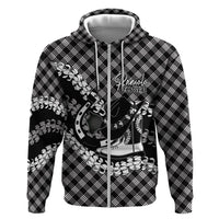 Eleele Hawaii Cowboy Palaka Motifs Personalised Hoodie Paniolo Festival Puakenikeni Lei LT14 Zip Hoodie Black - Polynesian Pride
